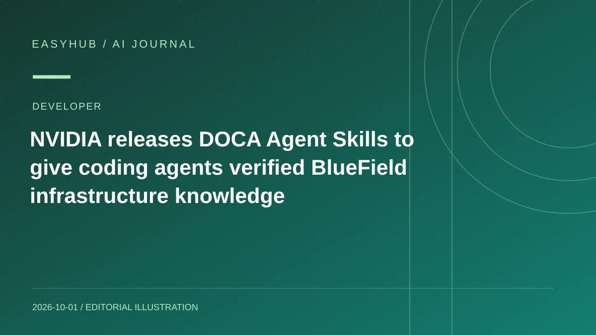 资讯编辑示意图:NVIDIA 开放 DOCA Agent Skills,用机器可读技能约束智能体调用 BlueField 基础设施 API