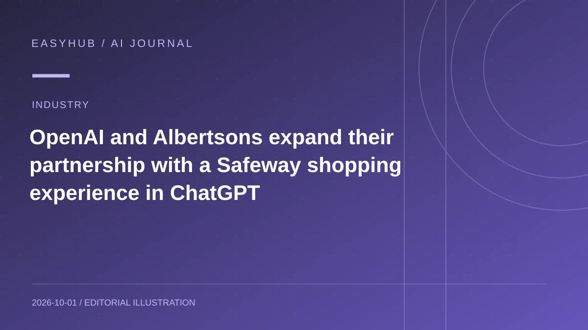 Editorial illustration: OpenAI and Albertsons expand their partnership with a Safeway shopping experience in ChatGPT