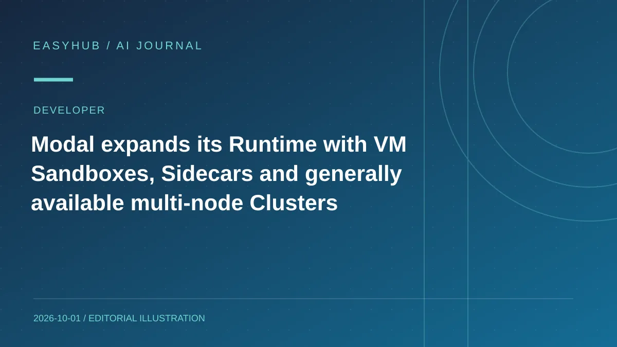Editorial illustration: Modal expands its Runtime with VM Sandboxes, Sidecars and generally available multi-node Clusters