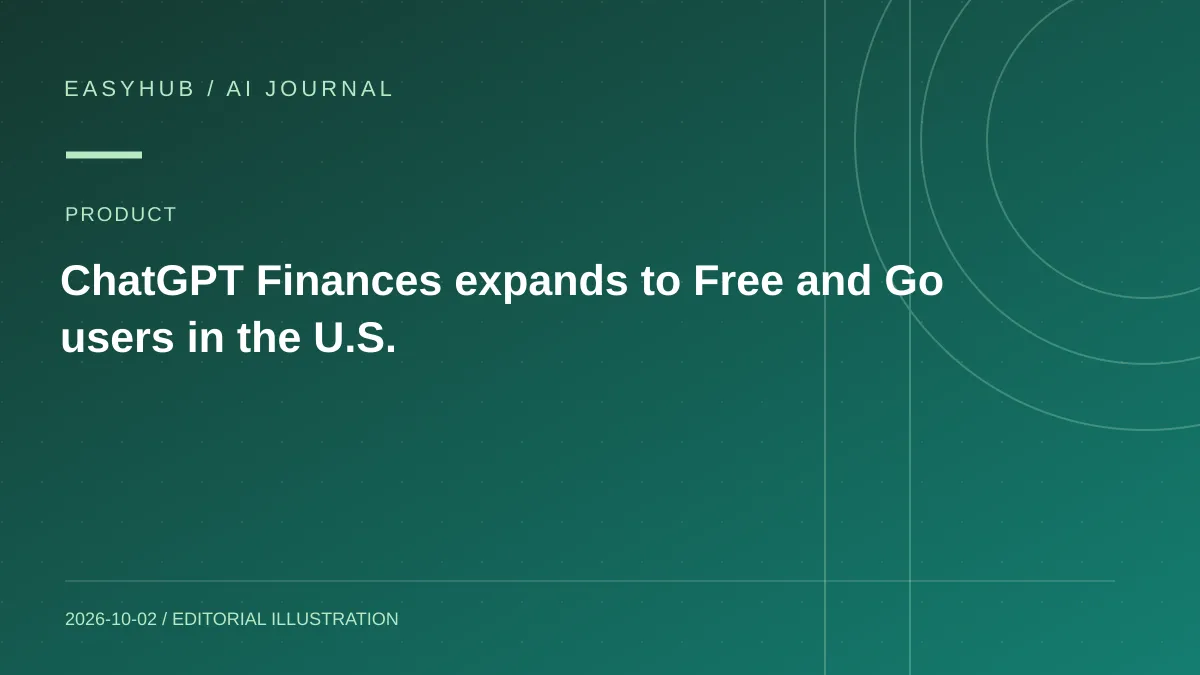 Editorial illustration: ChatGPT Finances expands to Free and Go users in the U.S.
